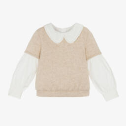 Lapin House-Girls Beige Layered Knit Top | Childrensalon Outlet
