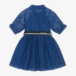 Lapin House-Girls Blue Broderie Cotton Shirt Dress | Childrensalon Outlet