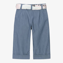 Lapin House-Girls Blue Chambray Cropped Trousers | Childrensalon Outlet