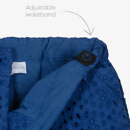 Lapin House-Girls Blue Cotton Broderie Anglaise Shorts | Childrensalon Outlet