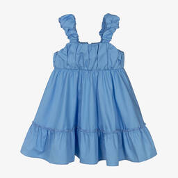 Lapin House-Girls Blue Cotton Dress | Childrensalon Outlet