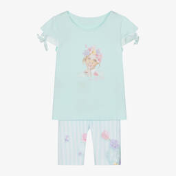 Lapin House-Girls Blue Cotton Floral Shorts Set | Childrensalon Outlet