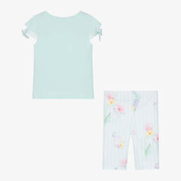 Lapin House-Girls Blue Cotton Floral Shorts Set | Childrensalon Outlet