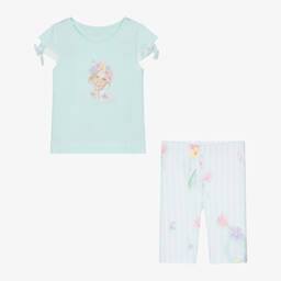 Lapin House-Girls Blue Cotton Floral Shorts Set | Childrensalon Outlet