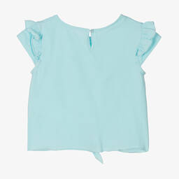 Lapin House-Girls Blue Cotton Flower T-Shirt | Childrensalon Outlet