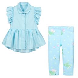 Lapin House-Голубой топ с легинсами из хлопка для девочек | Childrensalon Outlet