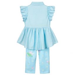 Lapin House-Голубой топ с легинсами из хлопка для девочек | Childrensalon Outlet