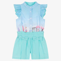 Lapin House-Голубой топ и шорты из хлопка для девочек | Childrensalon Outlet