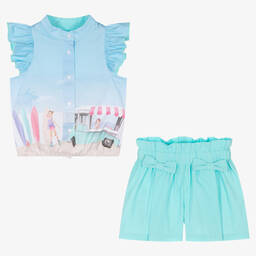 Lapin House-Голубой топ и шорты из хлопка для девочек | Childrensalon Outlet