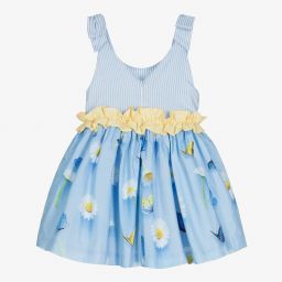 Lapin House-Girls Blue Daisy Cotton Dress | Childrensalon Outlet