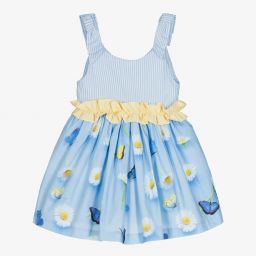 Lapin House-Girls Blue Daisy Cotton Dress | Childrensalon Outlet