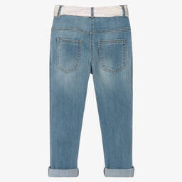 Lapin House-Girls Blue Denim Floral Jeans | Childrensalon Outlet