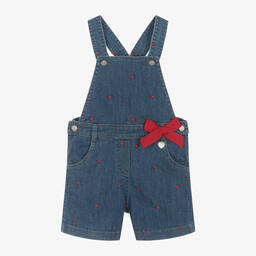 Lapin House-Girls Blue Denim Heart Dungaree Shorts | Childrensalon Outlet