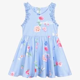 Lapin House-Girls Blue Floral Cotton Dress | Childrensalon Outlet