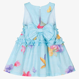 Lapin House-Голубое хлопковое платье с цветами | Childrensalon Outlet