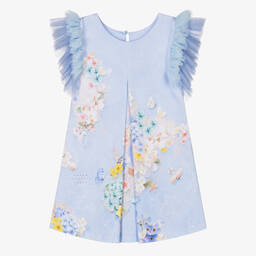 Lapin House-Girls Blue Floral Cotton Dress | Childrensalon Outlet
