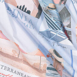 Lapin House-Girls Blue Postcard Print Dress | Childrensalon Outlet