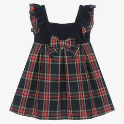 Lapin House-Girls Blue & Red Cotton Tartan Dress | Childrensalon Outlet