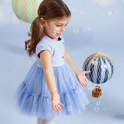Lapin House-Girls Blue Sparkle Tulle Dress | Childrensalon Outlet