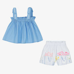 Lapin House-Голубой топ и шорты в полоску | Childrensalon Outlet