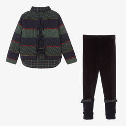 Lapin House-Топ в клетку и синие легинсы для девочек | Childrensalon Outlet