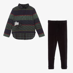 Lapin House-Топ в клетку и синие легинсы для девочек | Childrensalon Outlet