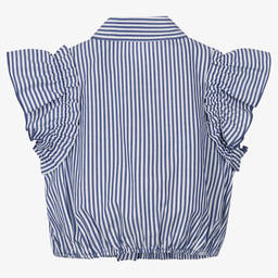 Lapin House-Хлопковая блузка в бело-голубую полоску | Childrensalon Outlet