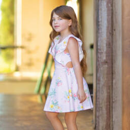 Lapin House-Girls Blush Floral Jersey Dress | Childrensalon Outlet