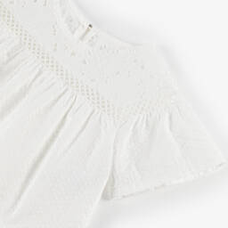 Lapin House-Girls Floral Cotton Top in White | Childrensalon Outlet