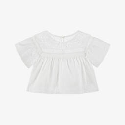Lapin House-Girls Floral Cotton Top in White | Childrensalon Outlet