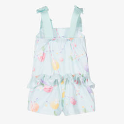 لابين هاوس-بلاي سوت قطن جيرسي لون أخضر بطبعة ورود للبنات | Childrensalon Outlet