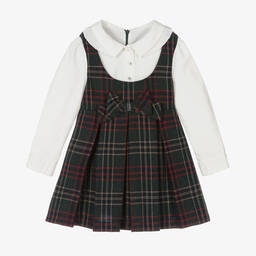 Lapin House-Girls Green Tartan Dress | Childrensalon Outlet