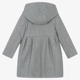 Lapin House-Girls Grey Embroidered Wool Coat | Childrensalon Outlet