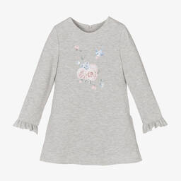 Lapin House-Girls Grey Floral Dress | Childrensalon Outlet