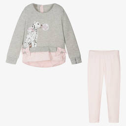 Lapin House-Girls Grey & Pink Dalmatian Leggings Set | Childrensalon Outlet