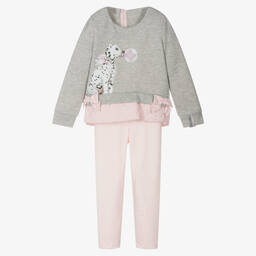 Lapin House-Girls Grey & Pink Dalmatian Leggings Set | Childrensalon Outlet