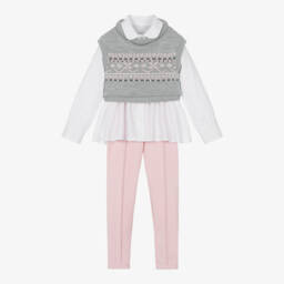 Lapin House-Girls Grey & Pink Outfit Ensemble | Childrensalon Outlet