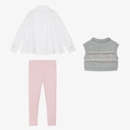 Lapin House-Girls Grey & Pink Outfit Ensemble | Childrensalon Outlet