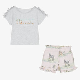 Lapin House-Серый топ и розовые шорты с принтом сафари | Childrensalon Outlet