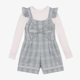 Lapin House-Girls Grey Plaid Bow Outfit | Childrensalon Outlet