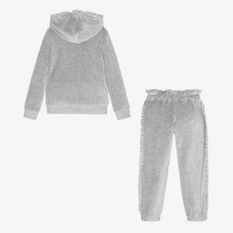 Lapin House-تراكسوت قطن قطيفة لون رمادي للبنات | Childrensalon Outlet