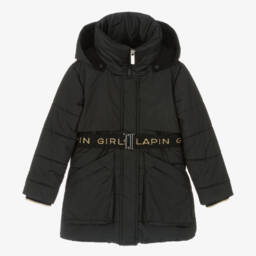 لابين هاوس-معطف بافر بهودي لون أسود للبنات | Childrensalon Outlet