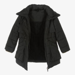 لابين هاوس-معطف بافر بهودي لون أسود للبنات | Childrensalon Outlet