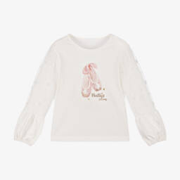 Lapin House-Girls Ivory Ballet Print Top | Childrensalon Outlet