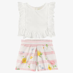 Lapin House-Кремовый и розовый цветочный ансамбль для девочек | Childrensalon Outlet