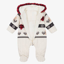 Lapin House-Girls Ivory Cotton Pramsuit | Childrensalon Outlet