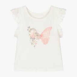 Lapin House-توب قطن جيرسي لون عاجي للبنات | Childrensalon Outlet