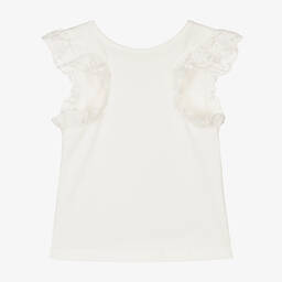 Lapin House-توب قطن جيرسي لون عاجي للبنات | Childrensalon Outlet