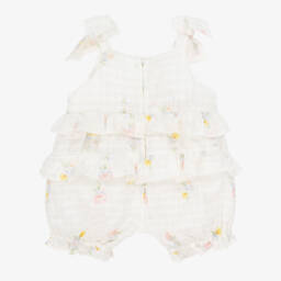 Lapin House-جمبسوت قطن عاجي مزين بالزهور للبنات | Childrensalon Outlet