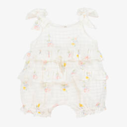 Lapin House-جمبسوت قطن عاجي مزين بالزهور للبنات | Childrensalon Outlet